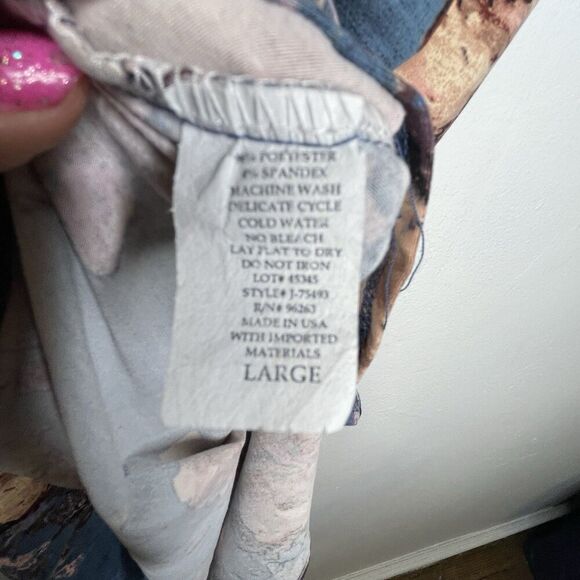 Pinc‎ TeeTunic Women's L Stretch Velour Boho Short Sleeve Y2K FloralBlueRose - Picture 9 of 11